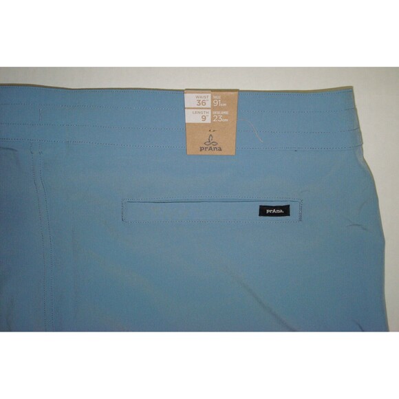 New Mens Prana Shorts 36 X 9 NWT Performance Water Boardshort Swim Blue UV 50+ - Picture 5 of 5